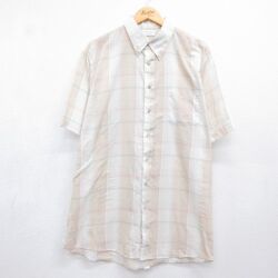 ベージュチェック 半袖シャツ 90s メンズXL相当 | 古着