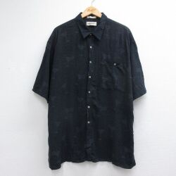XL★古着 半袖 シャツ メンズ 00年代 00s カクテル 大きいサイズ ロング丈 レーヨン ブラック【spe】 26jun24