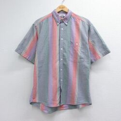 ドッカーズ 90s 半袖シャツ ストライプ パープル メンズL相当 | 古着