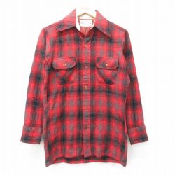 L★古着 Kマート 長袖 ビンテージ ウール シャツ メンズ 70年代 70s 茶他 ブラウン オンブレ チェック 24oct28 中古 トップス