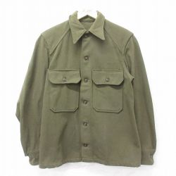 M★古着 長袖 ビンテージ ミリタリー シャツ メンズ 50年代 50s ウール 緑 グリーン 24nov08 中古 トップス
