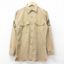 【50%OFF】S★古着 長袖 ビンテージ ミリタリー シャツ メンズ 50年代 50s コットン ベージュ カーキ 24nov08 中古 トップス
