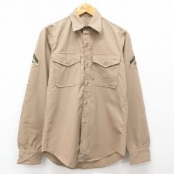 M★古着 長袖 ビンテージ ミリタリー シャツ メンズ 70年代 70s ウール ベージュ カーキ 24nov29 中古 トップス