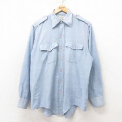 【50%OFF】L★古着 エルエルビーン LLBEAN 長袖 ビンテージ ワーク シャツ メンズ 70年代 70s 薄紺 ネイビー 25feb14 中古 トップス