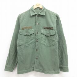 【50%OFF】M★古着 長袖 ビンテージ ミリタリー シャツ メンズ 60年代 60s USアーミー コットン USA製 緑 グリーン 25aug02 中古 トップス