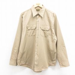 L★古着 DEE CEE 長袖 ビンテージ ワーク シャツ メンズ 70年代 70s ベージュ カーキ 25aug02 中古 トップス