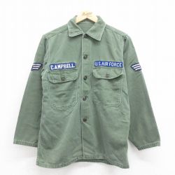 M★古着 長袖 ビンテージ ミリタリー シャツ メンズ 60年代 60s USエアフォース 緑 グリーン 【spe】 25aug04 中古 トップス