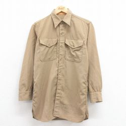 M★古着 長袖 ビンテージ ミリタリー シャツ メンズ 70年代 70s USA製 ベージュ カーキ 25aug04 中古 トップス