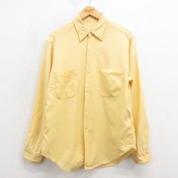 XL★古着 長袖 ビンテージ ウール シャツ メンズ 70年代 70s イングランド製 黄 イエロー 25oct02 中古 トップス