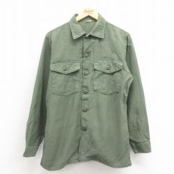 M★古着 長袖 ビンテージ ミリタリー シャツ メンズ 60年代 60s USA製 緑 グリーン 25oct22 中古 トップス