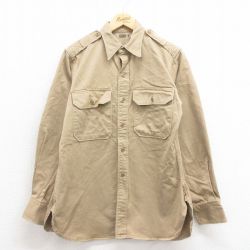 50s ミリタリーシャツ マチ付き カーキ M | 古着
