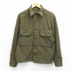 L★古着 長袖 ビンテージ シャツ メンズ 70年代 70s ウール 濃緑 25dec22