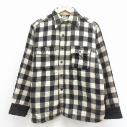 L★古着 ヘラクレス 長袖 ビンテージ ウール シャツ メンズ 60年代 60s 黒 バッファロー チェック【spe】 26jan22