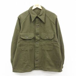 XL★古着 長袖 ビンテージ ミリタリー シャツ メンズ 50年代 50s USA製 濃緑【spe】 26feb10