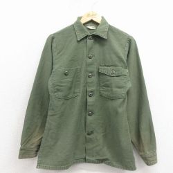 【20%OFF】70s ミリタリーシャツ グリーン S | 古着