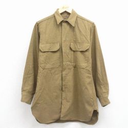 50s マチ付きシャツ グリーン M | 古着