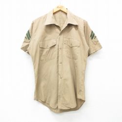【50%OFF】M★古着 半袖 ビンテージ ミリタリー シャツ メンズ 60年代 60s 開襟 オープンカラー 茶 ブラウン 24mar28 中古 トップス