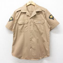 M★古着 半袖 ビンテージ ミリタリー シャツ メンズ 70年代 70s 開襟 オープンカラー USA製 ベージュ カーキ 24may07 中古 トップス
