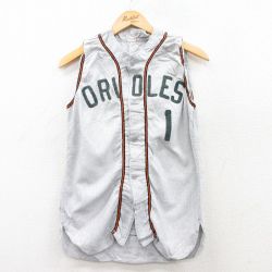 S★古着 ノースリーブ ビンテージ ベースボール シャツ メンズ 50年代 50s MLB ボルチモアオリオールズ グレー メジャーリーグ 野球 【spe】 25may10 中古 トップス