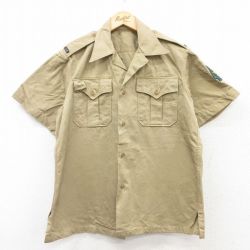 L★古着 半袖 ビンテージ ミリタリー シャツ メンズ 50年代 50s ベージュ カーキ 25may10 中古 トップス