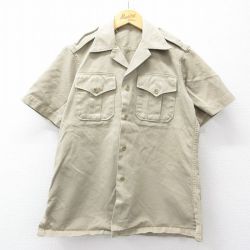 S★古着 半袖 ビンテージ ワーク シャツ メンズ 50年代 50s コットン 開襟 オープンカラー ベージュ 26apr09