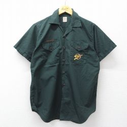 M★古着 半袖 ビンテージ ボーイスカウト シャツ メンズ 60年代 60s 開襟 オープンカラー 濃緑 26apr09