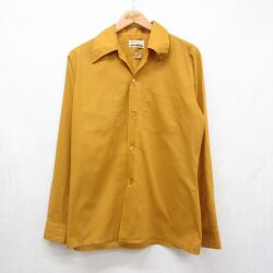 L★古着 アロー 長袖 ビンテージ シャツ メンズ 70年代 70s 開襟 オープンカラー USA製 イエロー【spe】 26jun09