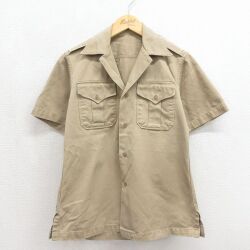 50s 半袖シャツ ミリタリー ベージュ メンズS相当 | 古着