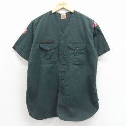 60s 半袖シャツ マチ付き グリーン メンズM相当 | 古着