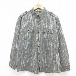 XL★古着 長袖 ハンティング シャツ メンズ 90年代 90s リアルツリー コットン USA製 グレー系他 24jun12 中古 トップス
