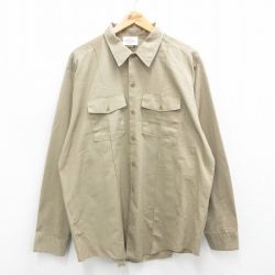 【50%OFF】XL★古着 ディッキーズ Dickies 長袖 ワーク シャツ メンズ 90年代 90s 大きいサイズ USA製 ベージュ カーキ 【spe】 24aug24 中古 トップス