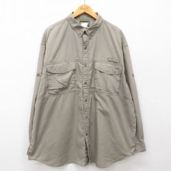 XL★古着 SAFTBAK 長袖 ハンティング シャツ メンズ DUCKS UNLIMITED 大きいサイズ ロング丈 ベージュ カーキ 24aug24 中古 トップス