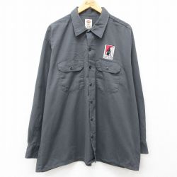 XL★古着 ディッキーズ Dickies 長袖 ワーク シャツ メンズ SUNY ERIE 大きいサイズ グレー 24aug24 中古 トップス