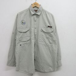【50%OFF】XL★古着 長袖 フィッシング シャツ メンズ 00年代 00s ムースレイク カヌー 大きいサイズ コットン ベージュ カーキ 内側メッシュ 24aug31 中古 トップス