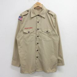 XL★古着 長袖 ボーイスカウト シャツ メンズ 90年代 90s USA製 ベージュ カーキ 24aug31 中古 トップス