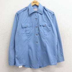 L★古着 elbeco 長袖 ワーク シャツ メンズ 90年代 90s 薄紺 ネイビー 24sep07 中古 トップス