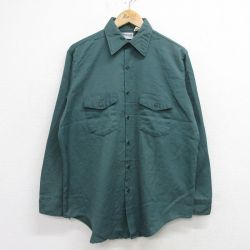 【50%OFF】L★古着 長袖 ワーク シャツ メンズ 90年代 90s USA製 緑系 グリーン 24sep07 中古 トップス