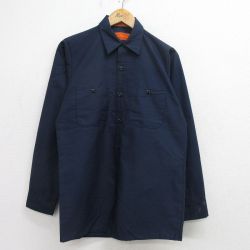 M★古着 レッドキャップ 長袖 ワーク シャツ メンズ 90年代 90s USA製 紺 ネイビー 24sep07 中古 トップス