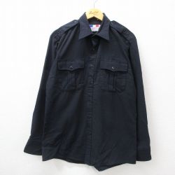 L★古着 長袖 ミリタリー シャツ メンズ 00年代 00s 濃紺 ネイビー 24oct02 中古 トップス