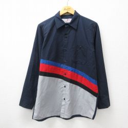 L★古着 レッドキャップ 長袖 ワーク シャツ メンズ 90年代 90s マルチカラー USA製 紺他 ネイビー 24oct02 中古 トップス