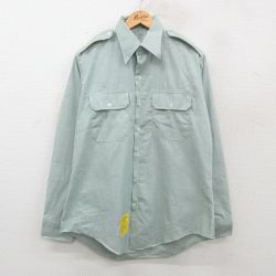 L★古着 長袖 ミリタリー シャツ メンズ 80年代 80s USA製 薄緑 グリーン 24nov05 中古 トップス