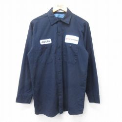 L★古着 長袖 ワーク シャツ メンズ CiNTAS HUTCHINSON 紺 ネイビー 24dec10 中古 トップス