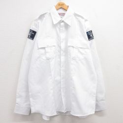 【50%OFF】XL★古着 長袖 ワーク シャツ メンズ セキュリティサービス 大きいサイズ ロング丈 白 ホワイト 25feb07 中古 トップス