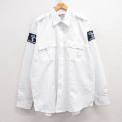 XL★古着 長袖 輪0区 シャツ メンズ セキュリティサービス 大きいサイズ ロング丈 白 ホワイト 25feb07 中古 トップス