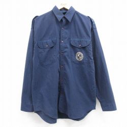 長袖ワークシャツ ネイビー M | 古着