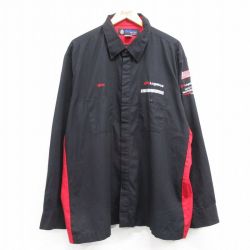 【50%OFF】XL★古着 長袖 ワーク シャツ メンズ 00年代 00s XPO Logistics リップストップ 大きいサイズ 黒他 ブラック 25feb25 中古 トップス