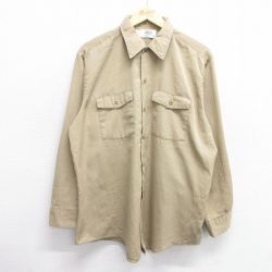 【50%OFF】XL★古着 ディッキーズ Dickies 長袖 ワーク シャツ メンズ 90年代 90s USA製 ベージュ カーキ 25feb27 中古 トップス