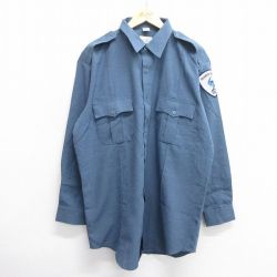 【20%OFF】XL★古着 長袖 ワーク シャツ メンズ SECURITY 大きいサイズ ロング丈 紺 ネイビー 25mar05 中古 トップス