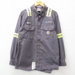 【20%OFF】M★古着 カーハート Carhartt 長袖 ワーク シャツ メンズ リフレクター グレー 【spe】 25mar15 中古 トップス