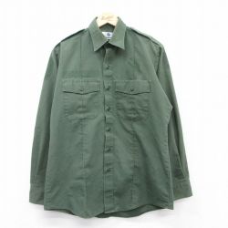 XL★古着 長袖 ワーク シャツ メンズ リップストップ 緑 グリーン 25mar26 中古 トップス